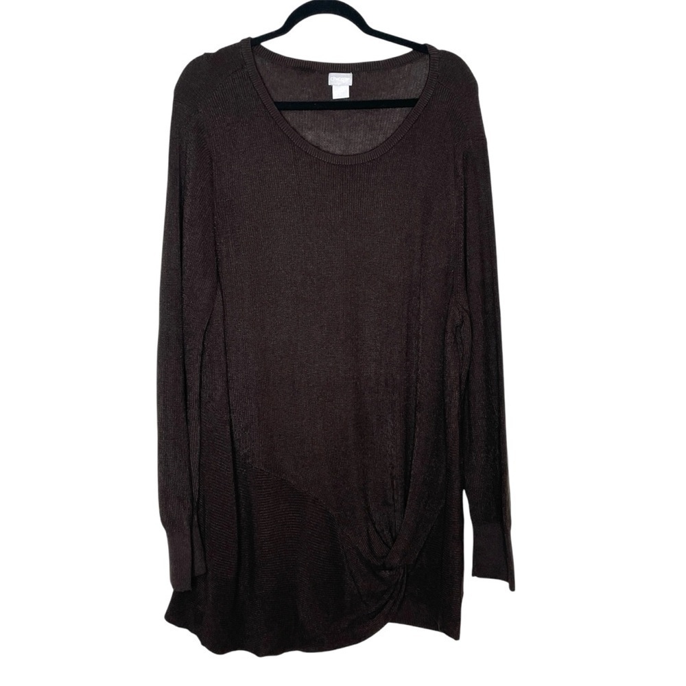 Chico's Brown Side Twist Pullover Sweater Size 4